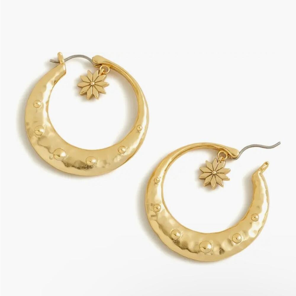 Madewell Celestial Charm Hoop Earrings Gold Tone READ FLAW - Picture 2 of 4